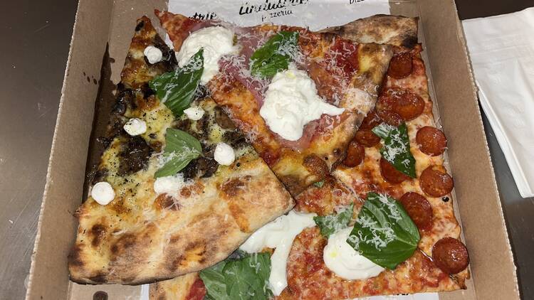 Four slices in a box