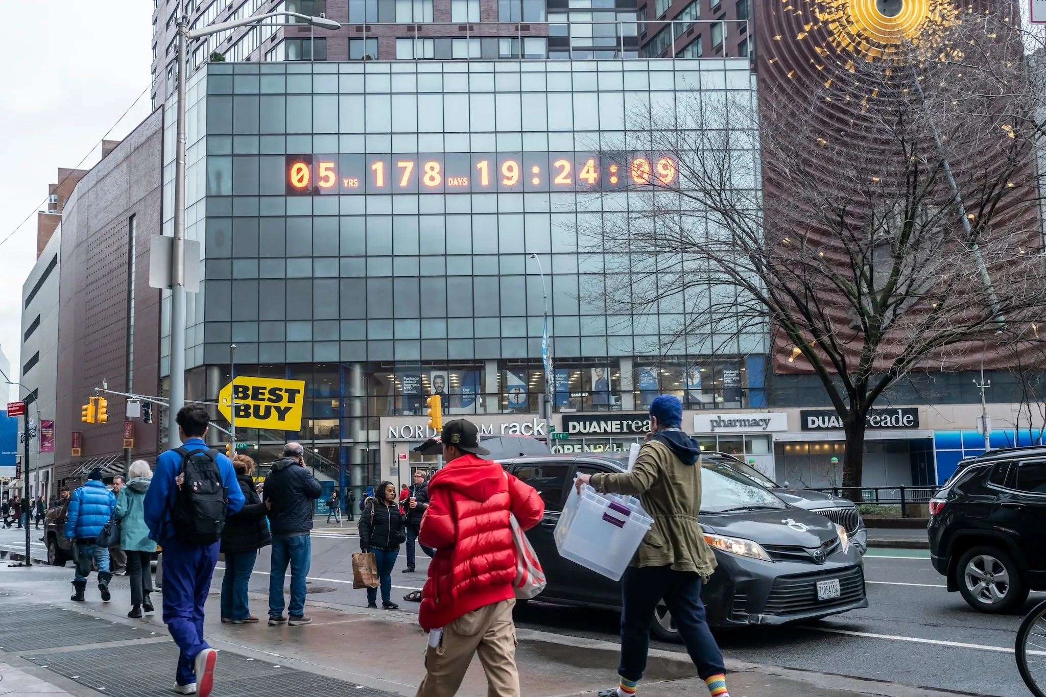 The Climate Clock in Union Square counts down the time left until we have to reach zero emissions and avoid raising global temperature above 1.5 C