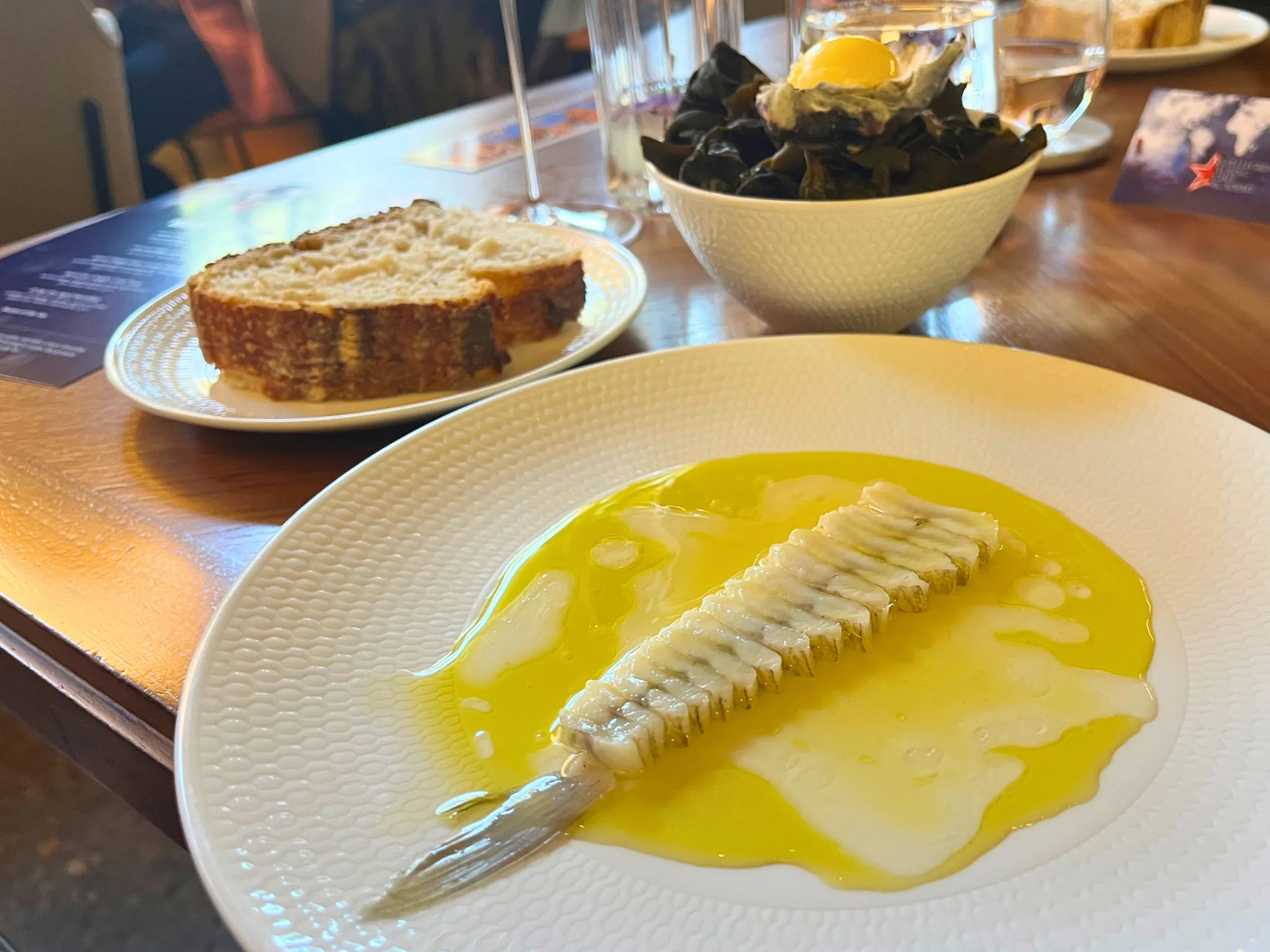Fish with bread on side