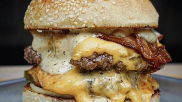A cheeseburger from Salt Shed, a restaurant in Brighton