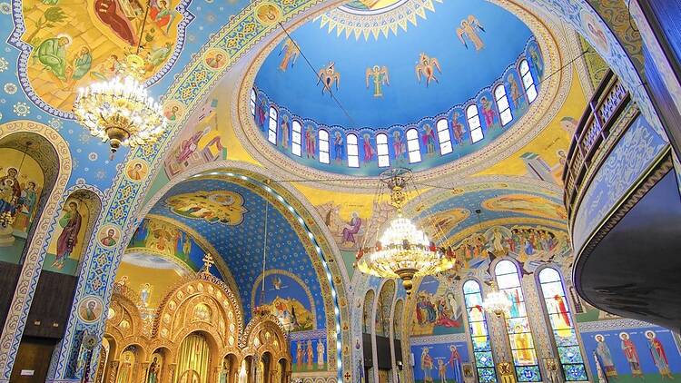 A panoramic photo of Saints Volodymyr and Olha Ukrainian Catholic Church