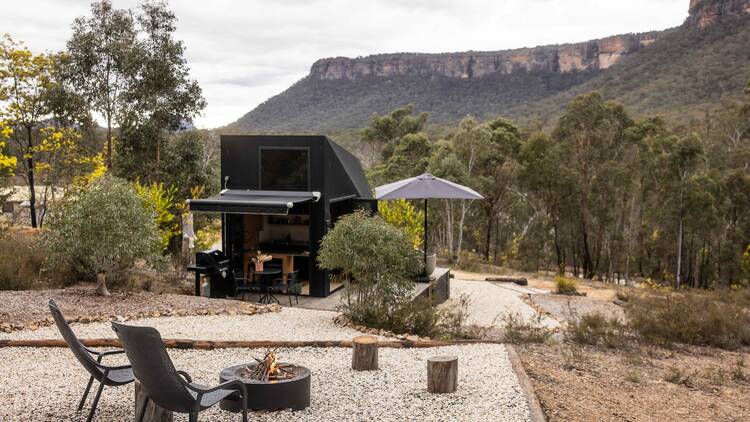Tiny home with outdoor fire pit