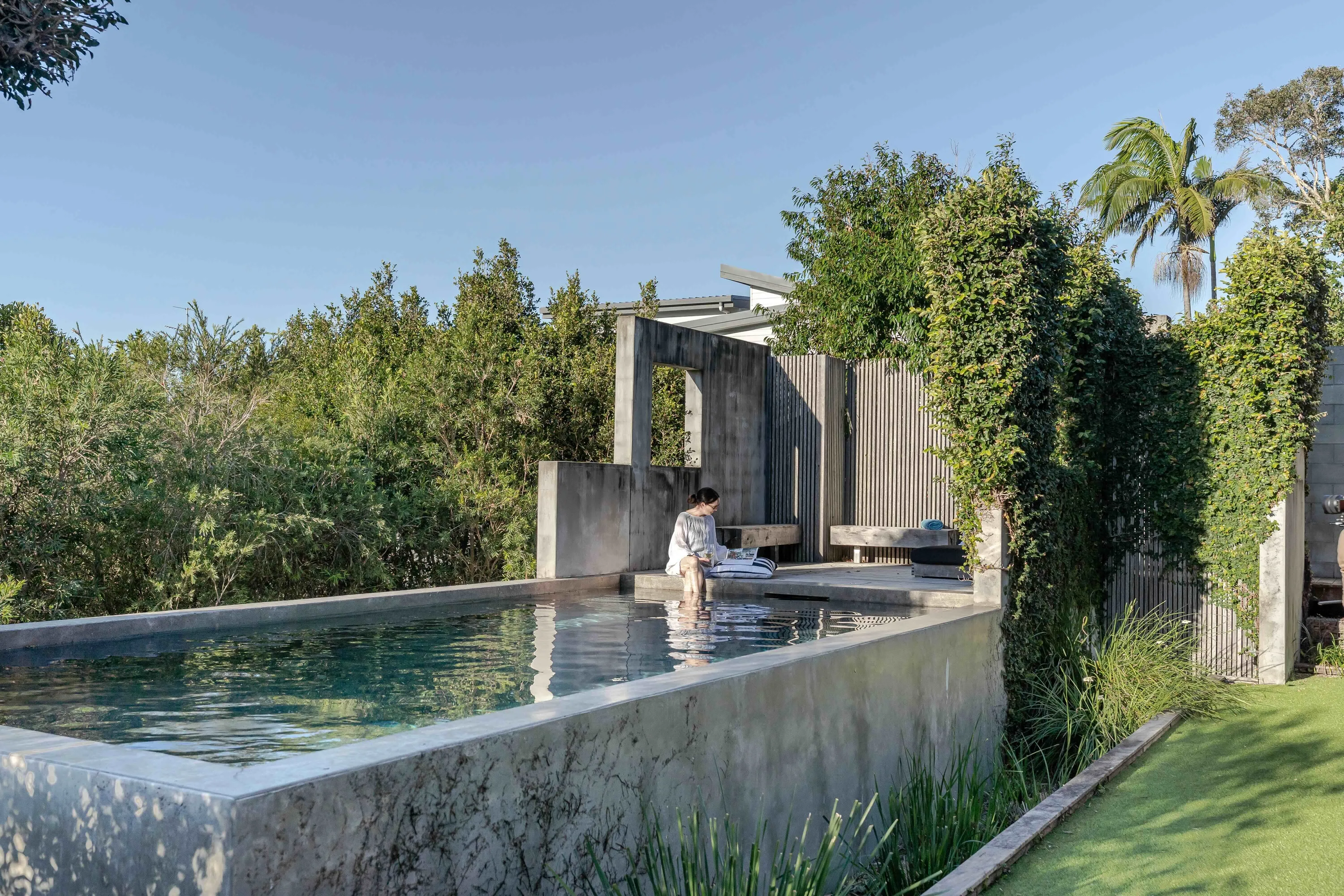 Backyard pool with garden