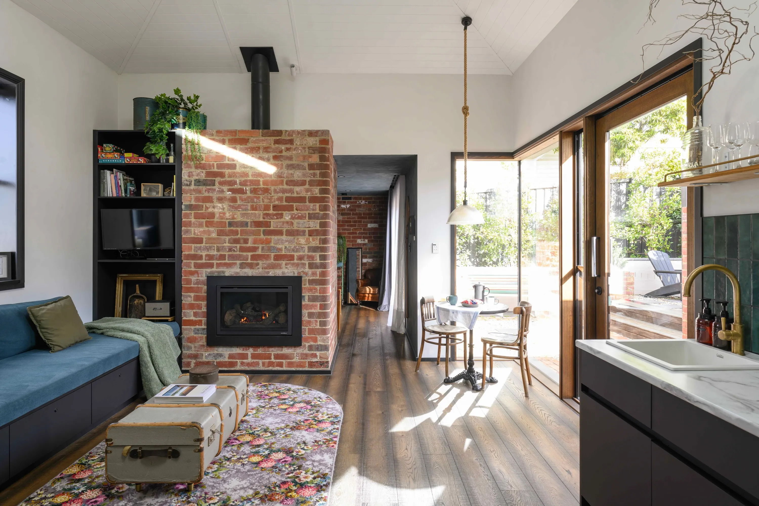 Lounge room with fireplace