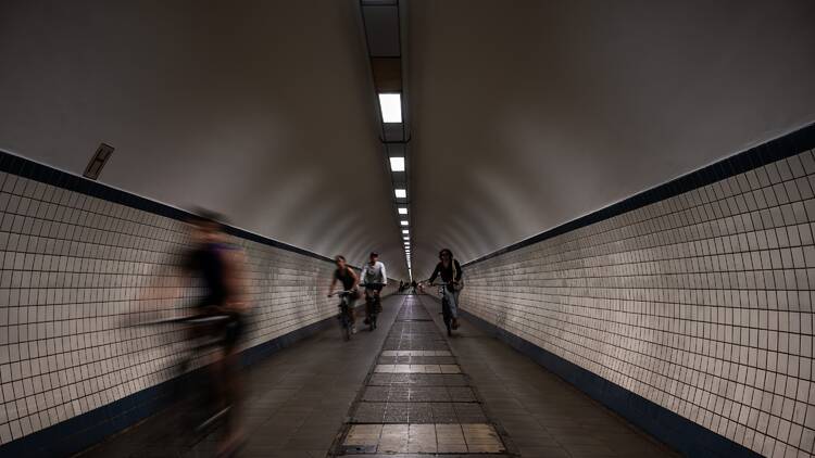 Cycle through the Sint-Anna tunnel