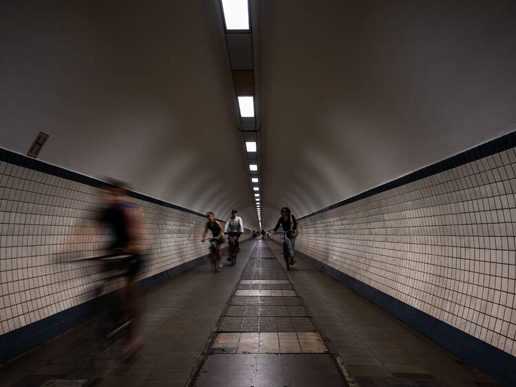 Cycle through the Sint-Anna tunnel