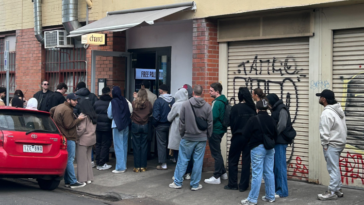Charrd A line of people waiting to get a burger from Charrd.