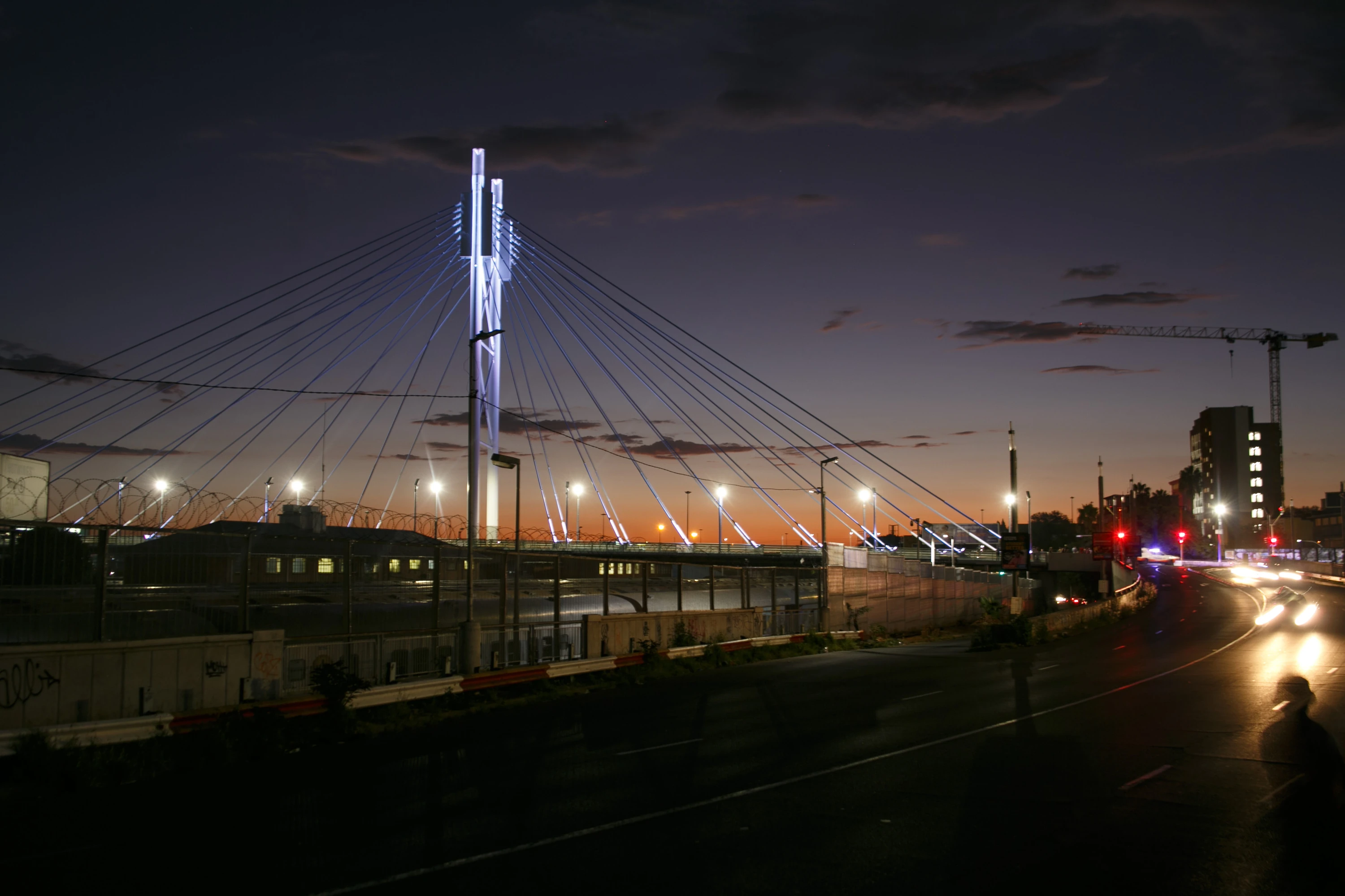 Nelson Mandela Bridge at night lit up courtesy of Jozi My Jozi