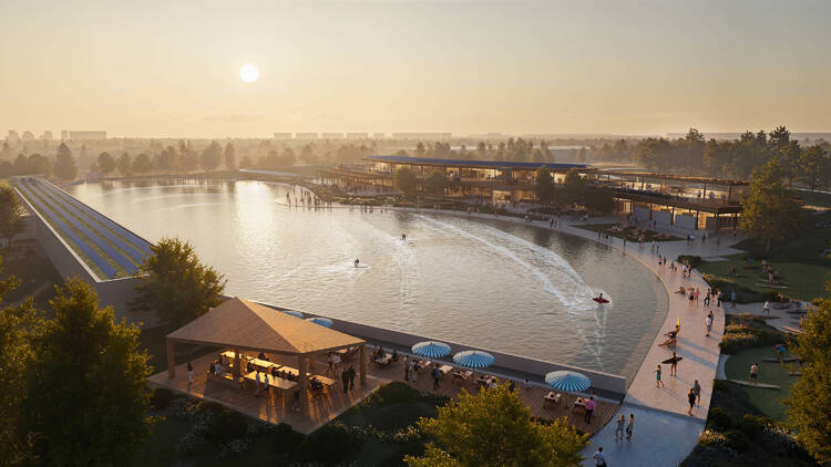 A picture of a proposed surfing resort in Enfield, north London.