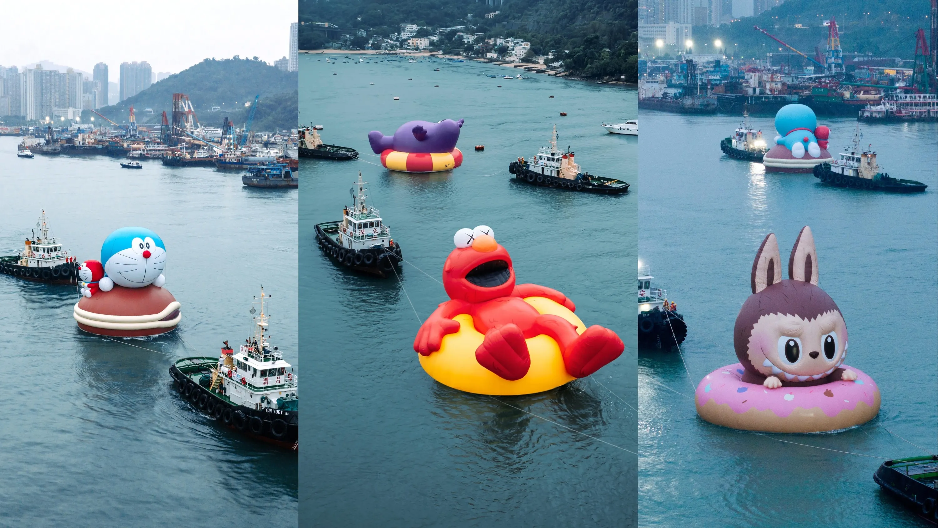 Doraemon Labubu Elmo Grimace Water Parade