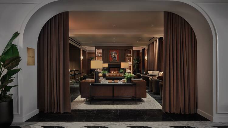 The entrance to a lounge in the Pendry Chicago. 