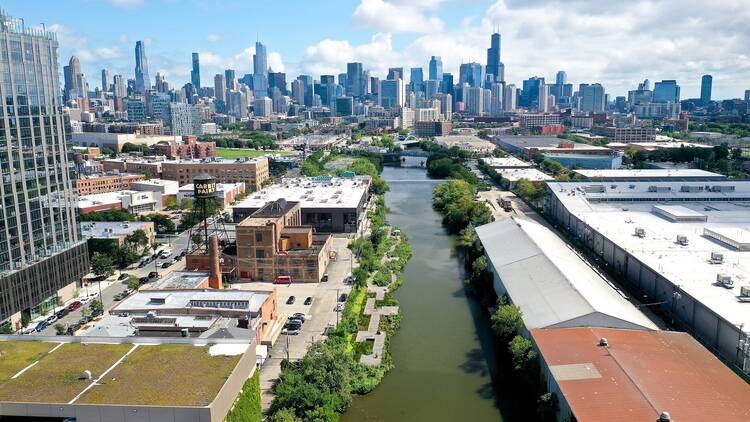 An aerial photograph of The Wild Mile.
