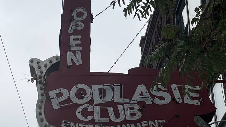 The marquee outside Podlasie Club.