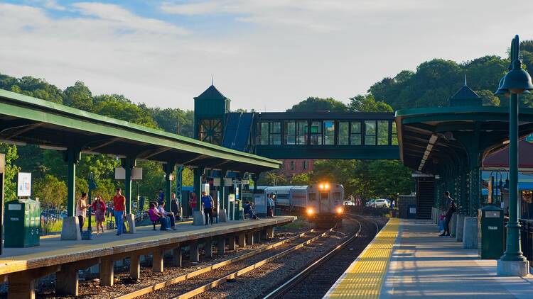 Commuter train going through Peekskill, NY