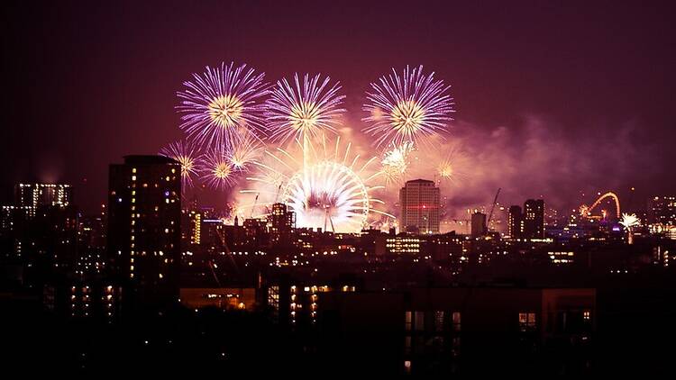 View of London fireworks