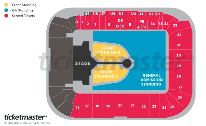 The seating plan of Coventry Building Society Arena