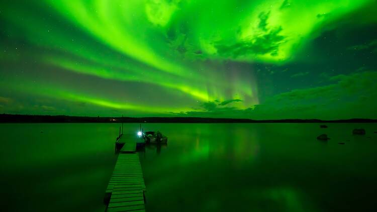 Northern Lights over a lake in Canada