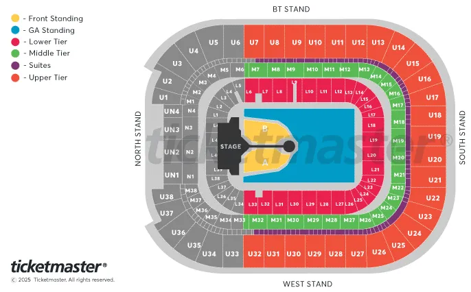 The seating plan of Principality Stadium, Cardiff