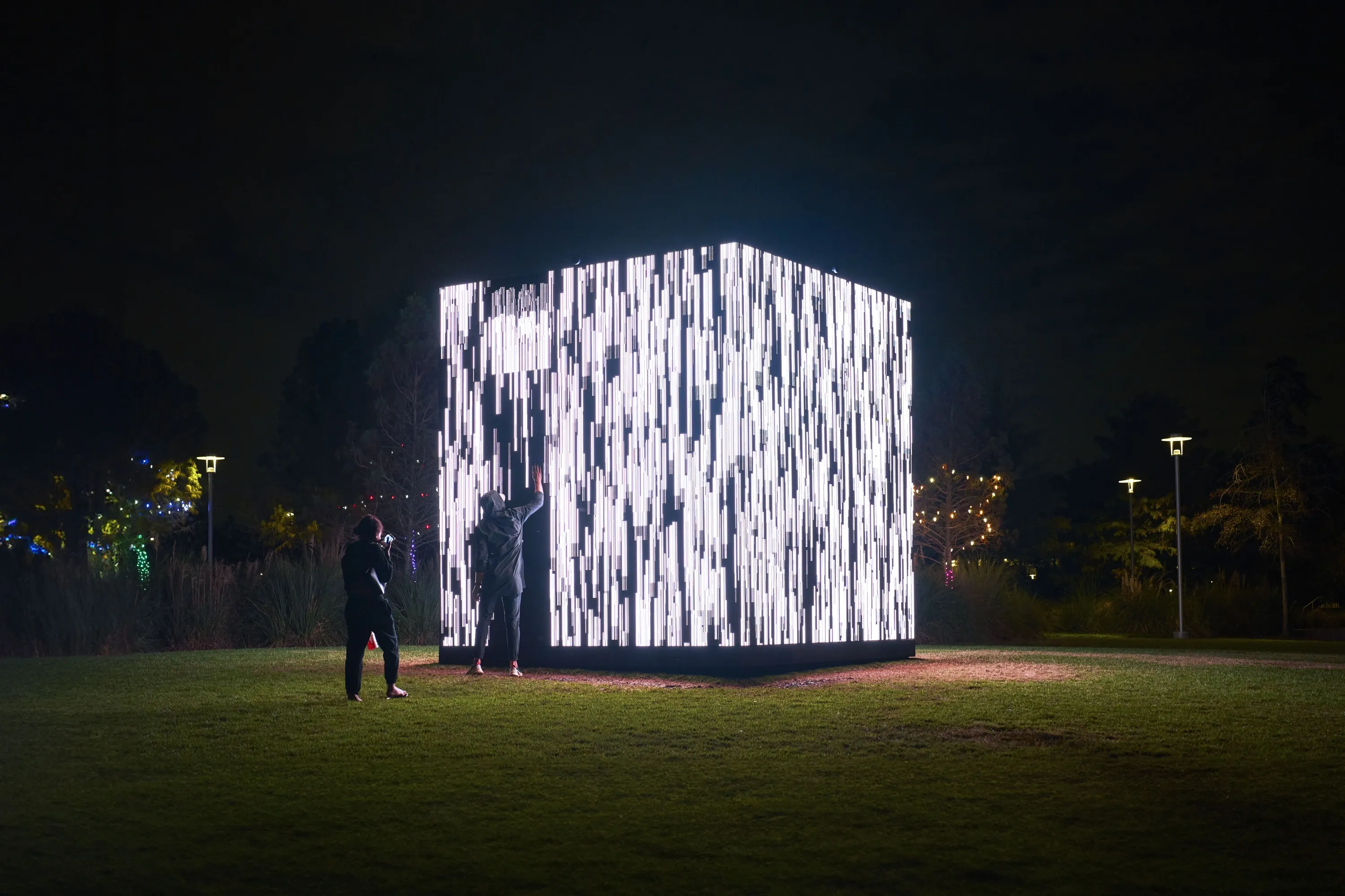 An interactive waterfall light installation in Newcastle