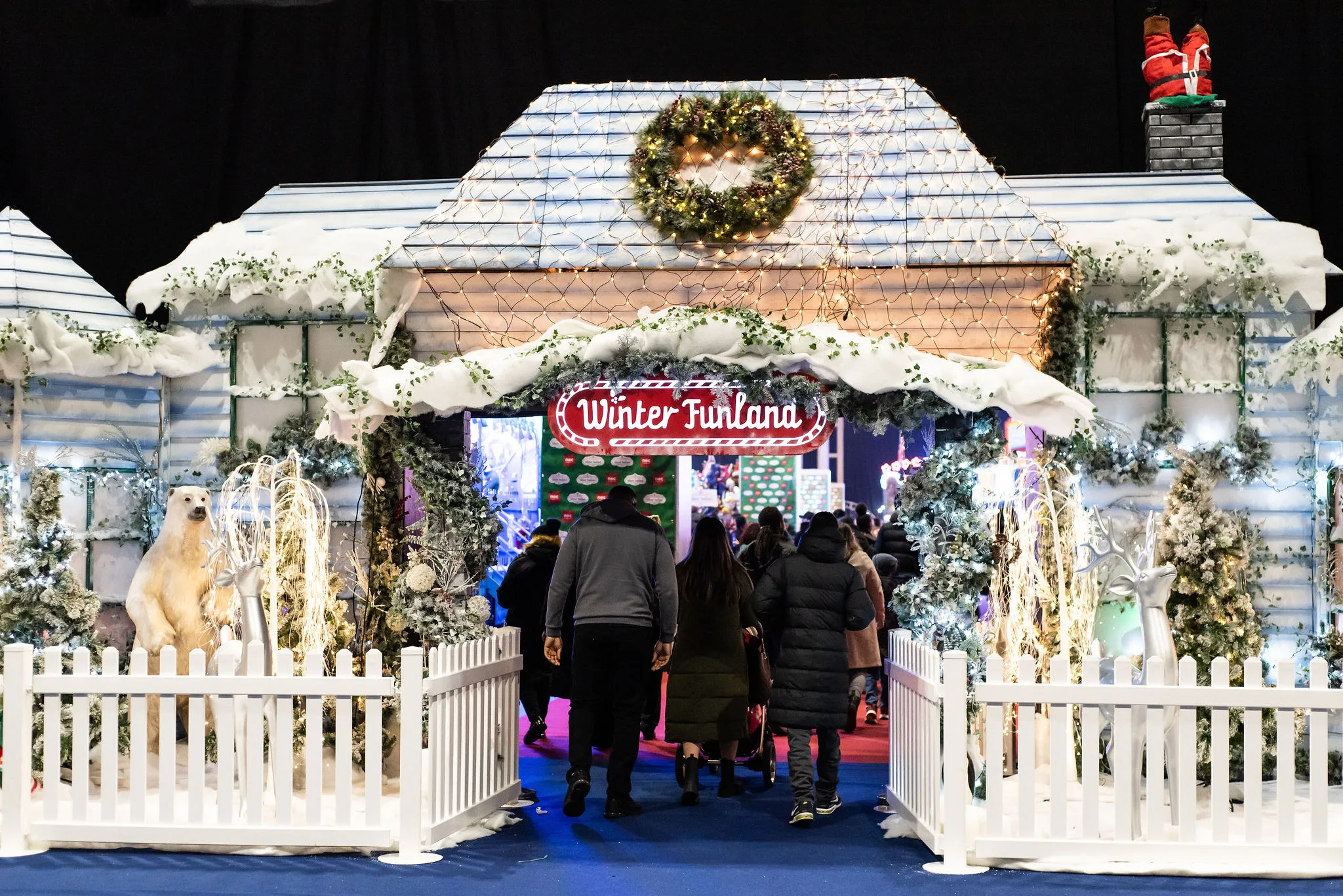Families entering Winter Funland