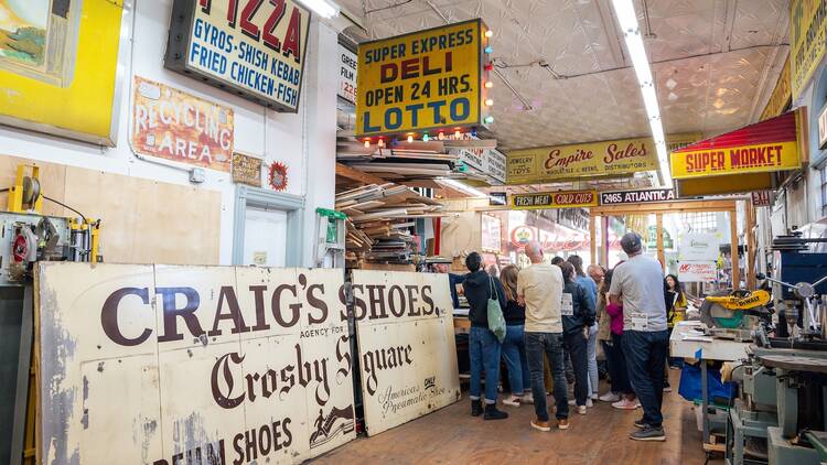 New York Sign Museum at Noble Signs packed with vintage signs.