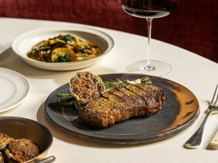 Parmigiano Reggiano-Aged NY Strip Steak at Crane Club