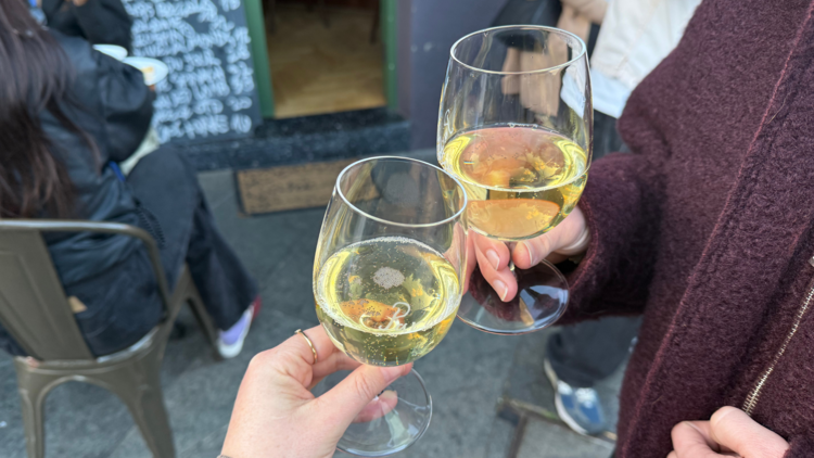 Two glasses of pet nat at Paradise