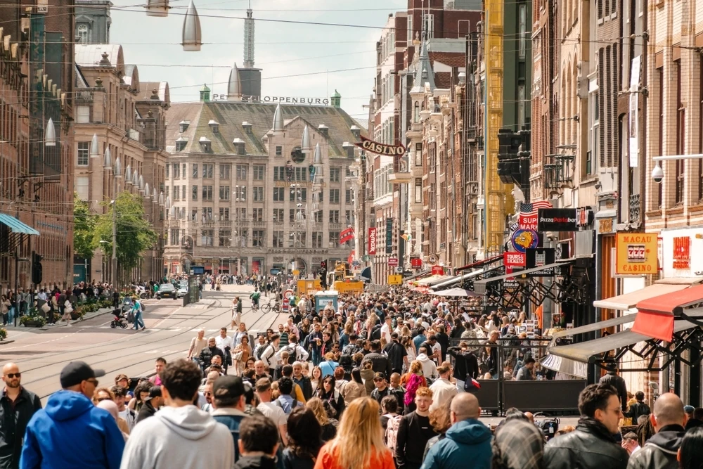 Busy street in Amsterdam