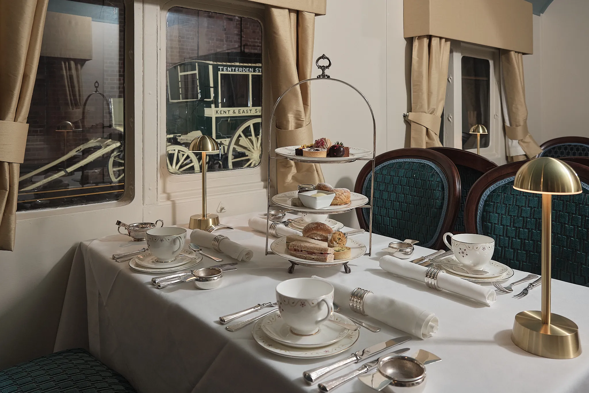 Afternoon tea at a carriage in the National Railway Museum