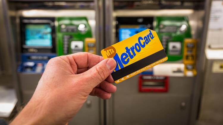 MetroCard in front of cash machines