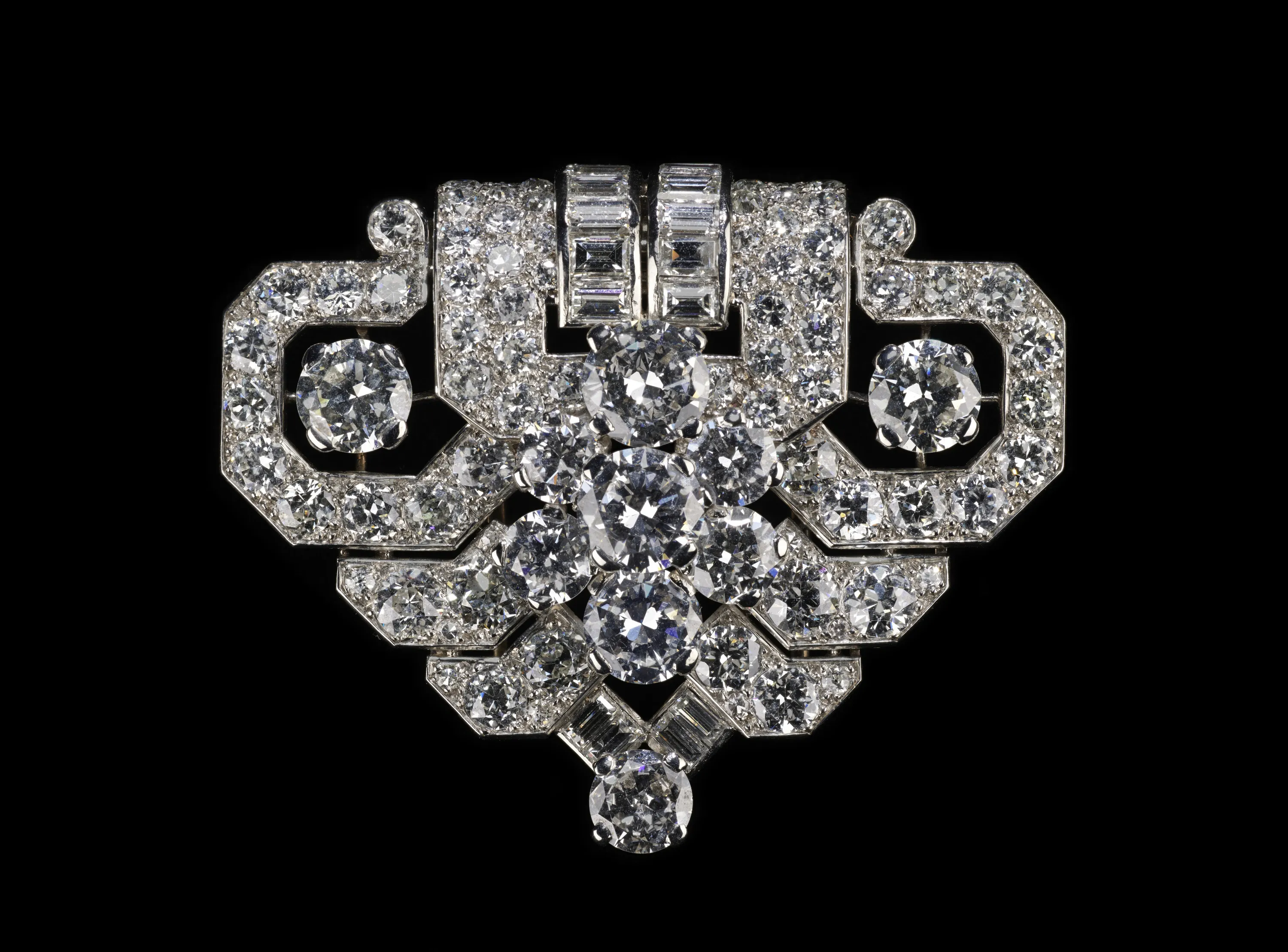 A late Art Deco-style diamond brooch by Cartier.