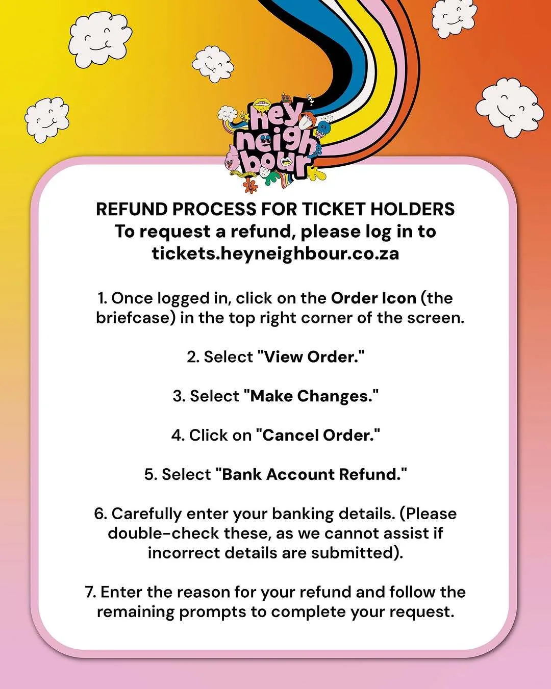 Hey Neighbour ticket refund process