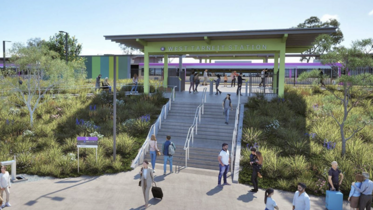 Design render of West Tarneit Station.