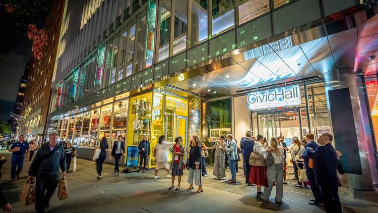 Nighttime shot of Time Out Market, Union Square