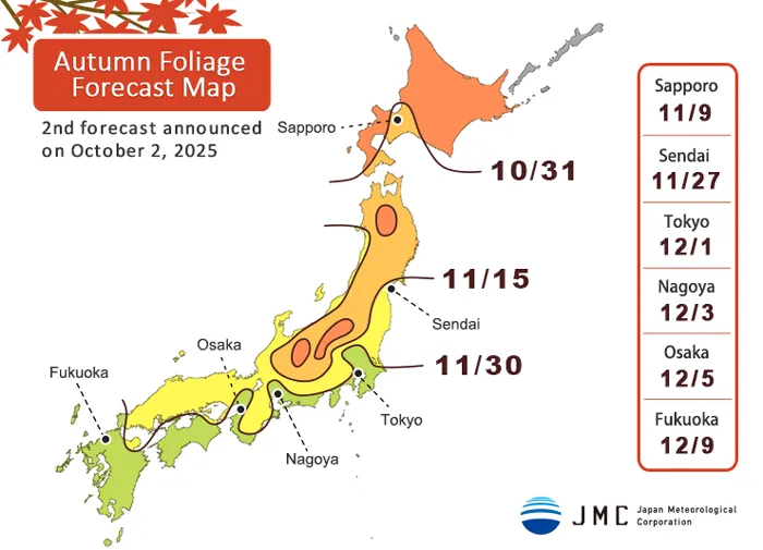 Autumn leaves forecast 2025