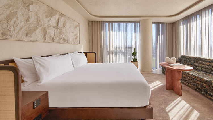 Hotel room with king bed