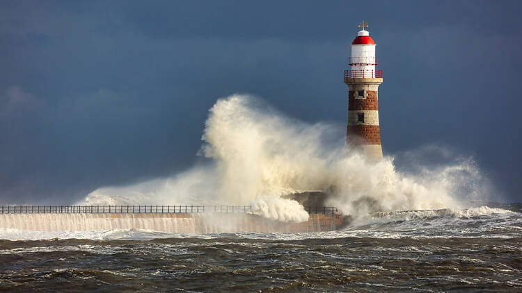 Storm waves at Sunderland in England