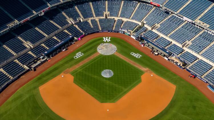 An aerial view of Yankee Stadium