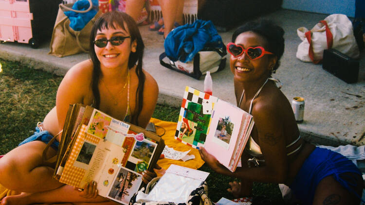 Two girls with their junk journals.