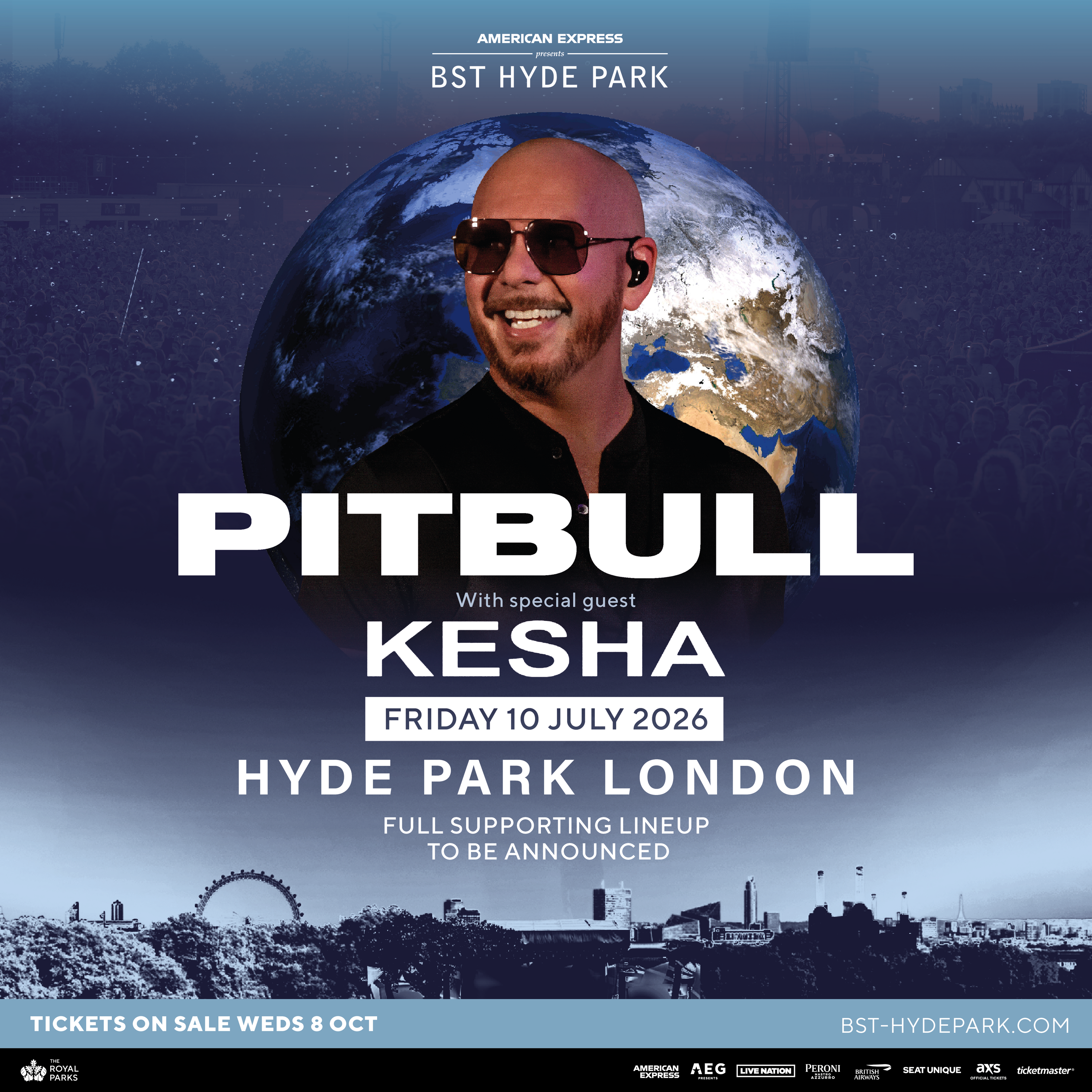 Poster for Pitbull and Kesha at BST Hyde Park 2026
