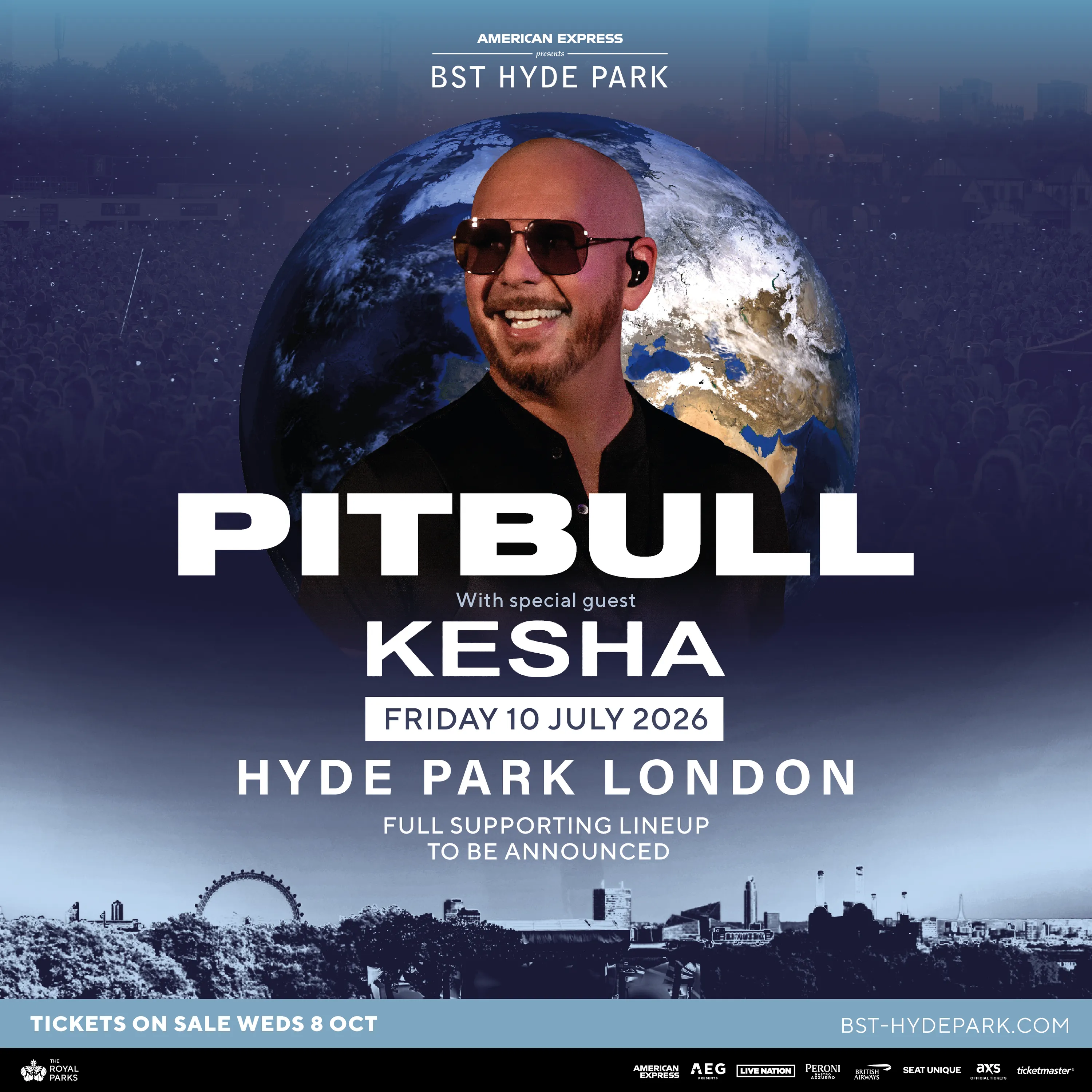Poster for Pitbull and Kesha at BST Hyde Park 2026