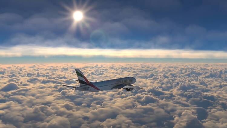 Emirates plane in the sky