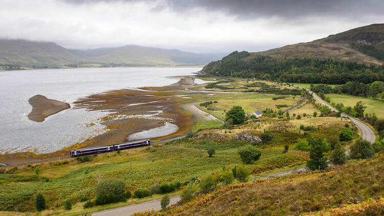 Inverness, Scotland, with a train