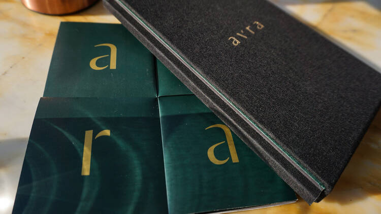 Menus from the hotel restaurant Avra at the Four Seasons Resort in Athens Menus from the hotel restaurant Avra at the Four Seasons Resort in Athens