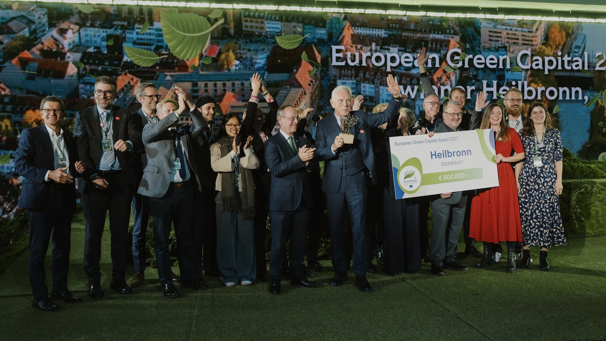 People celebrating at an award ceremony