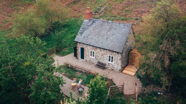 An off-grid, isolated cottage with no road access in the Shropshire Hills