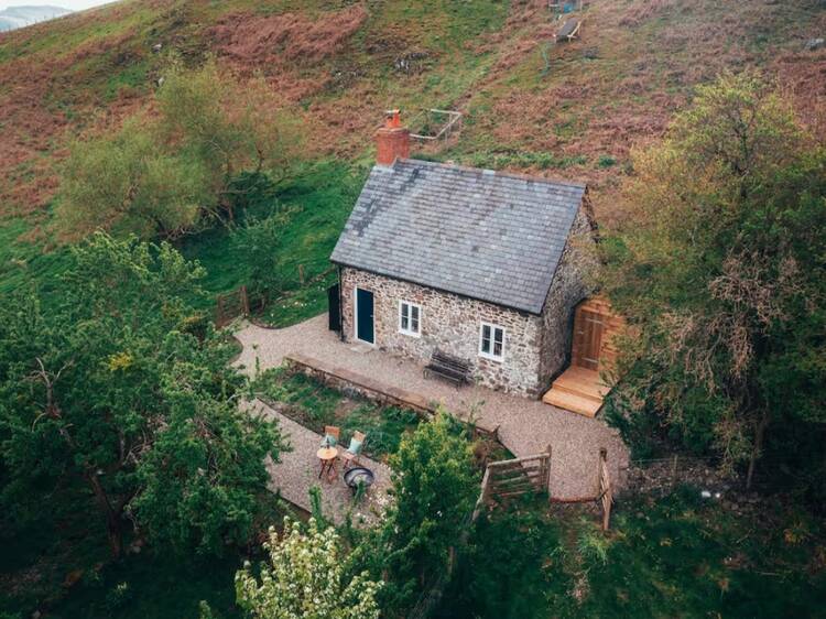 An off-grid, isolated cottage with no road access in the Shropshire Hills