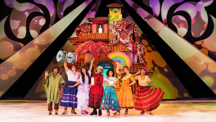 The cast of Disney on Ice poses for the crowd. The cast of Disney on Ice poses for the crowd.