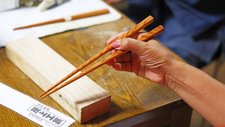 Fashion your own chopsticks with a master woodcarver in his workshop Fashion your own chopsticks with a master woodcarver in his workshop