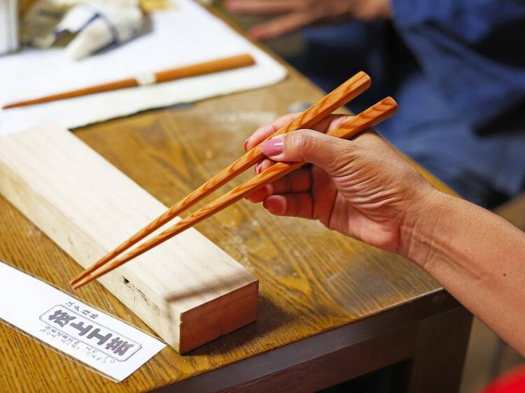 Fashion your own chopsticks with a master woodcarver in his workshop Fashion your own chopsticks with a master woodcarver in his workshop
